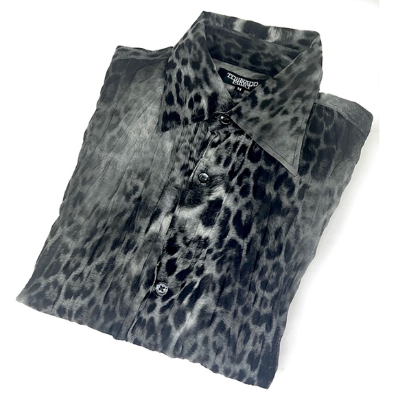 Tornado Mart Other - Tornado Mart Vintage Sheer Leopard Pleated Wrinkle Shirt from Japan